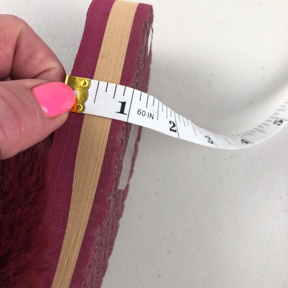 Coface burgundy faux fur open toe slippers 8 (39) - Picture 6 of 7